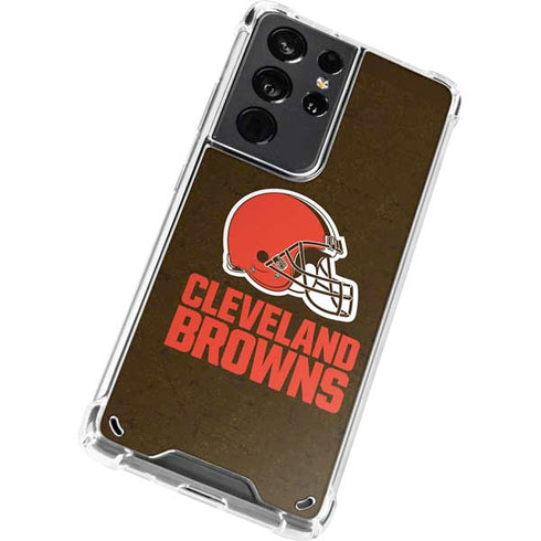 NFL Cleveland Browns Distressed Galaxy S21 Ultra 5G Clear Case