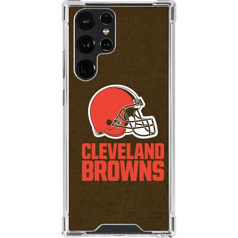 NFL Cleveland Browns Distressed Galaxy S22 Ultra Clear Case
