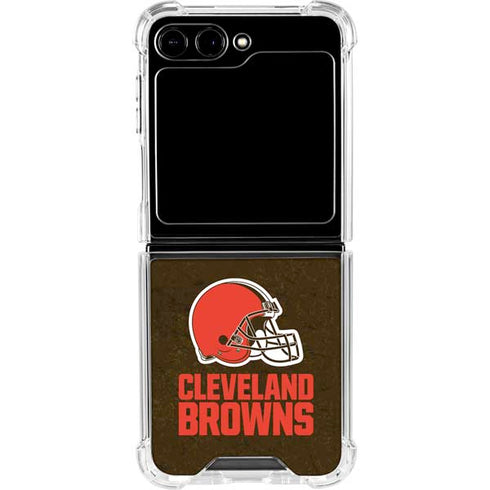 NFL Cleveland Browns Distressed Galaxy Z Flip5 5G Clear Case