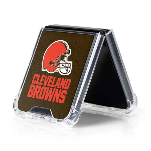 NFL Cleveland Browns Distressed Galaxy Z Flip5 5G Clear Case