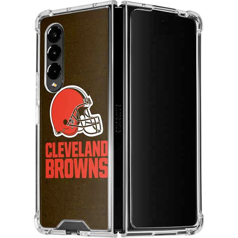 NFL Cleveland Browns Distressed Galaxy Z Fold4 5G Clear Case