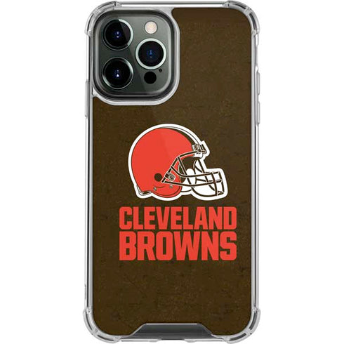 NFL Cleveland Browns Distressed iPhone 13 Pro Max Clear Case