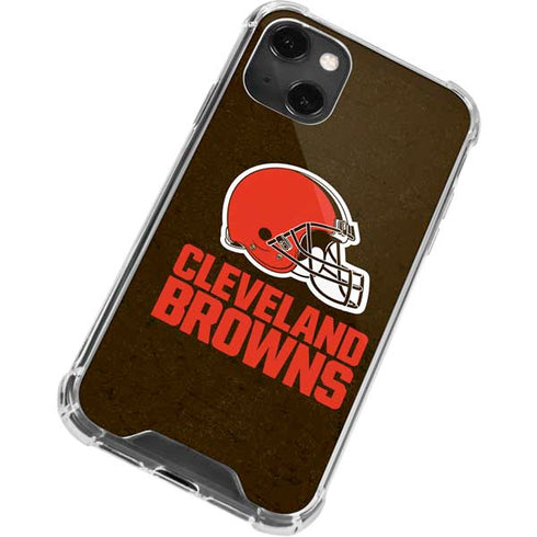 NFL Cleveland Browns Distressed iPhone 14 Plus Clear Case