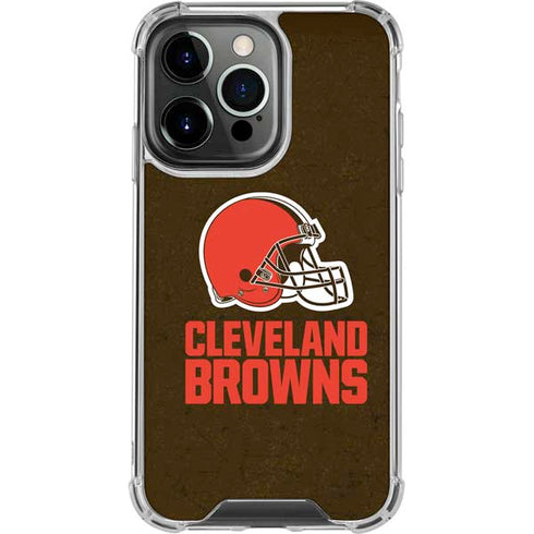 NFL Cleveland Browns Distressed iPhone 15 Pro Clear Case
