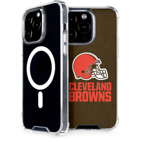 NFL Cleveland Browns Distressed iPhone 15 Pro MagSafe Case