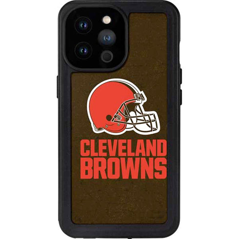 NFL Cleveland Browns Distressed iPhone 14 Pro Max Waterproof Case