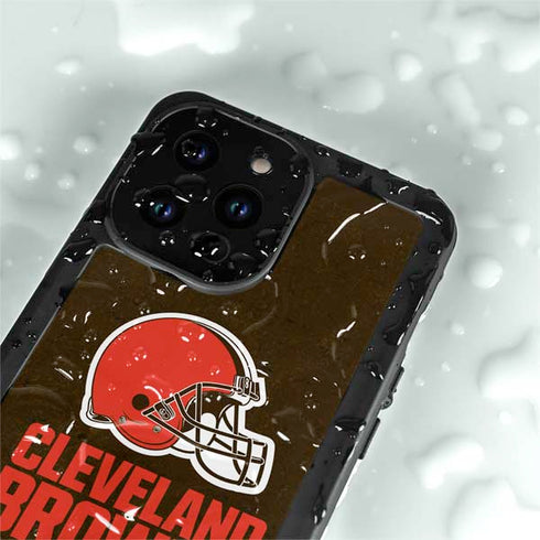 NFL Cleveland Browns Distressed iPhone 14 Pro Max Waterproof Case