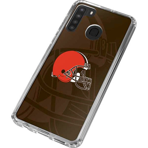 NFL Cleveland Browns Double Vision Galaxy A21 Clear Case