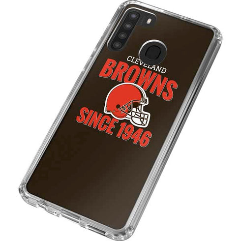 NFL Cleveland Browns Helmet Galaxy A21 Clear Case