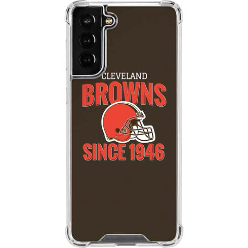 NFL Cleveland Browns Helmet Galaxy S21 FE Clear Case