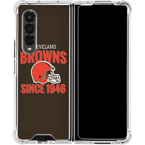 NFL Cleveland Browns Helmet Galaxy Z Fold4 5G Clear Case
