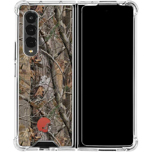 NFL Cleveland Browns Realtree AP Camo Galaxy Z Fold4 5G Clear Case