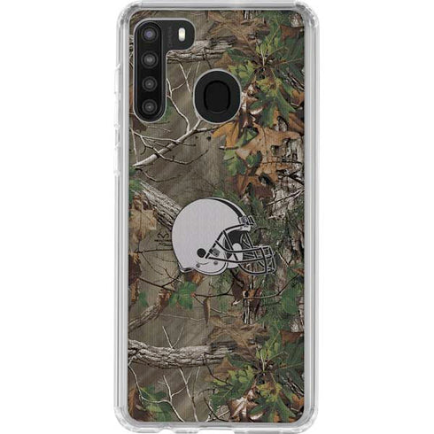 NFL Cleveland Browns Realtree Xtra Green Camo Galaxy A21 Clear Case