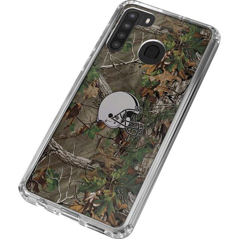 NFL Cleveland Browns Realtree Xtra Green Camo Galaxy A21 Clear Case