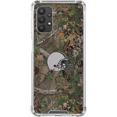 NFL Cleveland Browns Realtree Xtra Green Camo Galaxy A32 5G Clear Case