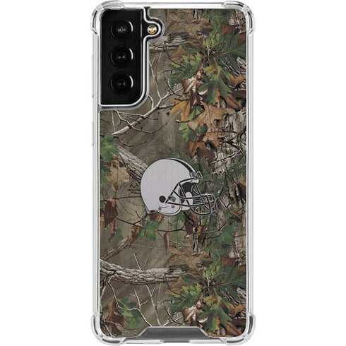 NFL Cleveland Browns Realtree Xtra Green Camo Galaxy S21 FE Clear Case