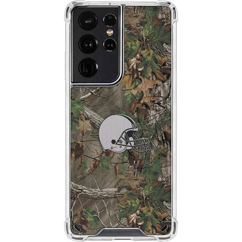 NFL Cleveland Browns Realtree Xtra Green Camo Galaxy S21 Ultra 5G Clear Case