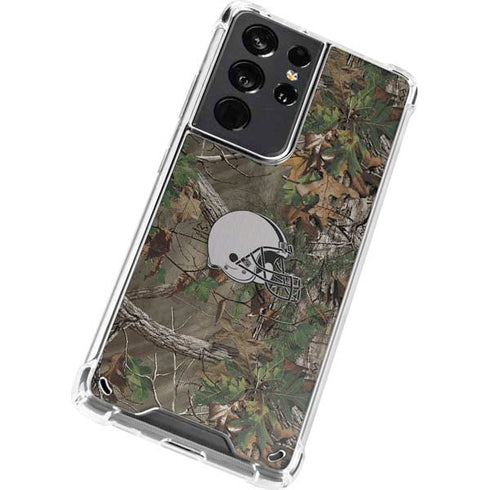 NFL Cleveland Browns Realtree Xtra Green Camo Galaxy S21 Ultra 5G Clear Case