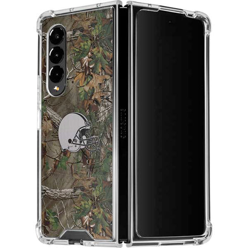 NFL Cleveland Browns Realtree Xtra Green Camo Galaxy Z Fold4 5G Clear Case