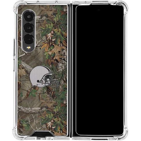NFL Cleveland Browns Realtree Xtra Green Camo Galaxy Z Fold4 5G Clear Case