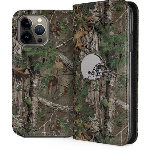 NFL Cleveland Browns Realtree Xtra Green Camo iPhone 13 Pro Max Folio Case