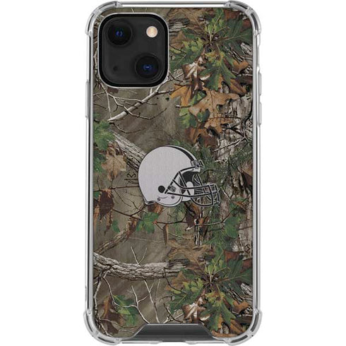 NFL Cleveland Browns Realtree Xtra Green Camo iPhone 14 Clear Case