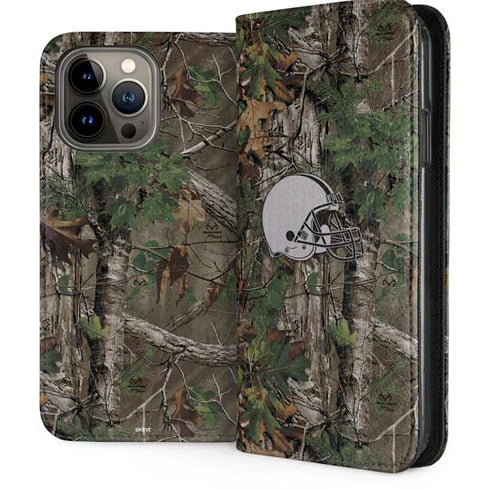 NFL Cleveland Browns Realtree Xtra Green Camo iPhone 14 Pro Max Folio Case