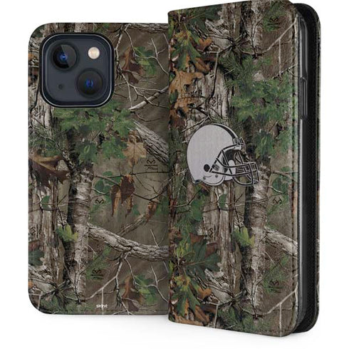 NFL Cleveland Browns Realtree Xtra Green Camo iPhone 15 Folio Case