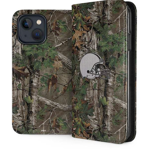 NFL Cleveland Browns Realtree Xtra Green Camo iPhone 15 Plus Folio Case