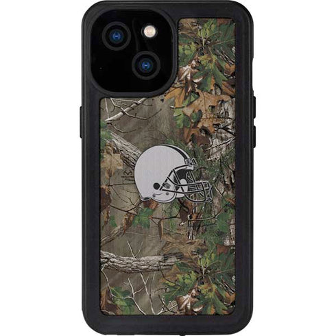 NFL Cleveland Browns Realtree Xtra Green Camo iPhone 15 Waterproof Case