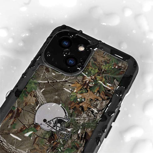 NFL Cleveland Browns Realtree Xtra Green Camo iPhone 15 Waterproof Case
