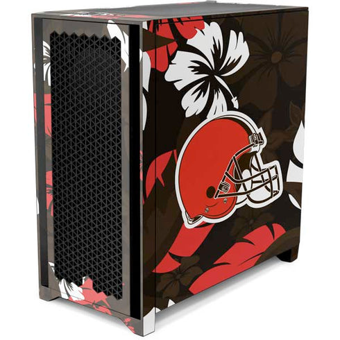 NFL Cleveland Browns Tropical Print Corsair 4000D Tempered Glass Mid-Tower ATX Case Skin