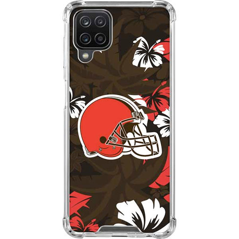 NFL Cleveland Browns Tropical Print Galaxy A12 Clear Case