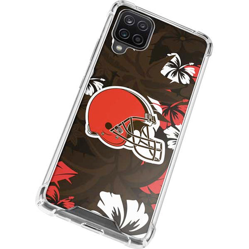 NFL Cleveland Browns Tropical Print Galaxy A12 Clear Case
