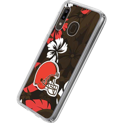 NFL Cleveland Browns Tropical Print Galaxy A20 Clear Case