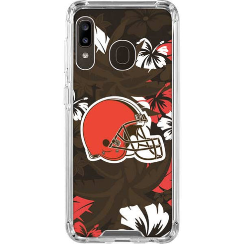 NFL Cleveland Browns Tropical Print Galaxy A30 Clear Case