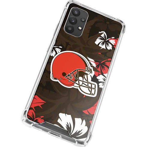 NFL Cleveland Browns Tropical Print Galaxy A32 5G Clear Case