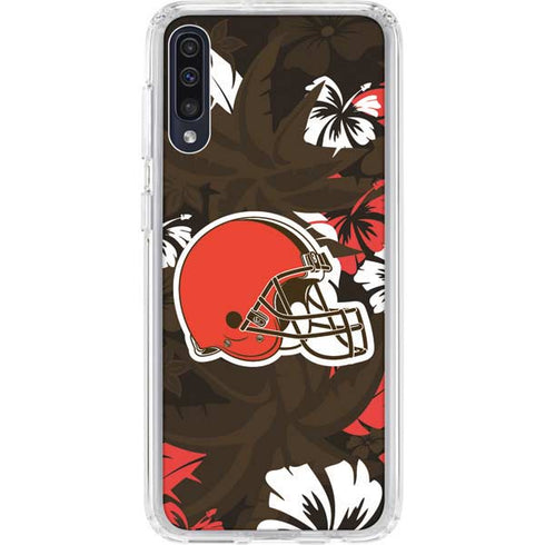 NFL Cleveland Browns Tropical Print Galaxy A50 Clear Case