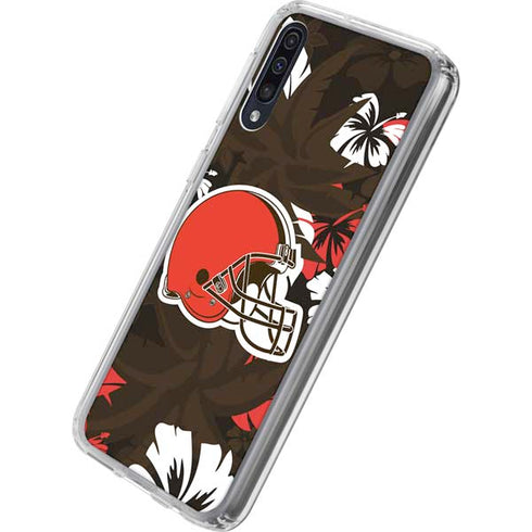 NFL Cleveland Browns Tropical Print Galaxy A50 Clear Case