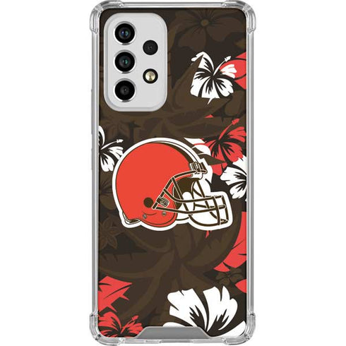 NFL Cleveland Browns Tropical Print Galaxy A53 5G Clear Case