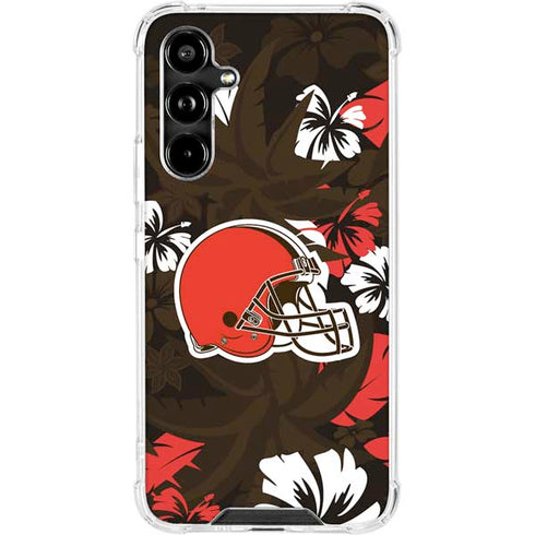 NFL Cleveland Browns Tropical Print Galaxy A54 5G Clear Case