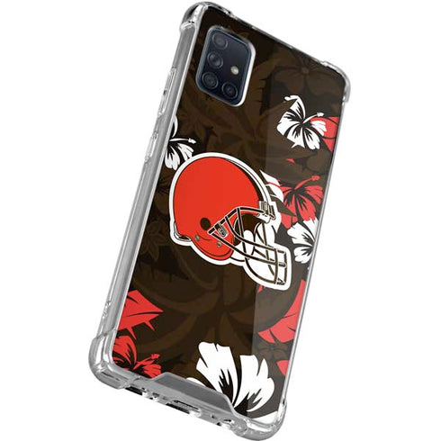 NFL Cleveland Browns Tropical Print Galaxy A71 5G Clear Case