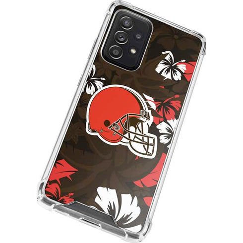 NFL Cleveland Browns Tropical Print Galaxy A72 5G Clear Case