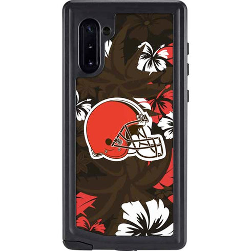 NFL Cleveland Browns Tropical Print Galaxy Note 10 Waterproof Case