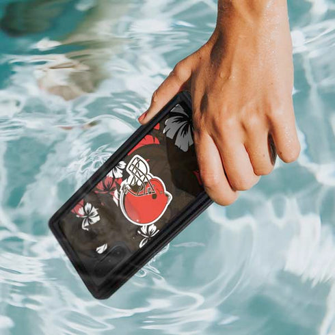 NFL Cleveland Browns Tropical Print Galaxy Note 10 Waterproof Case