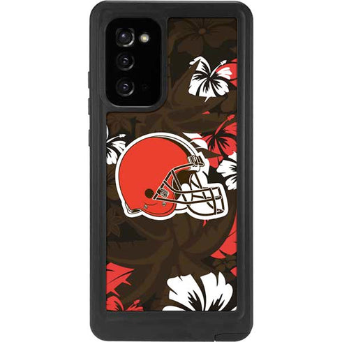 NFL Cleveland Browns Tropical Print Galaxy Note20 5G Waterproof Case