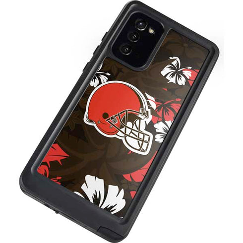 NFL Cleveland Browns Tropical Print Galaxy Note20 5G Waterproof Case