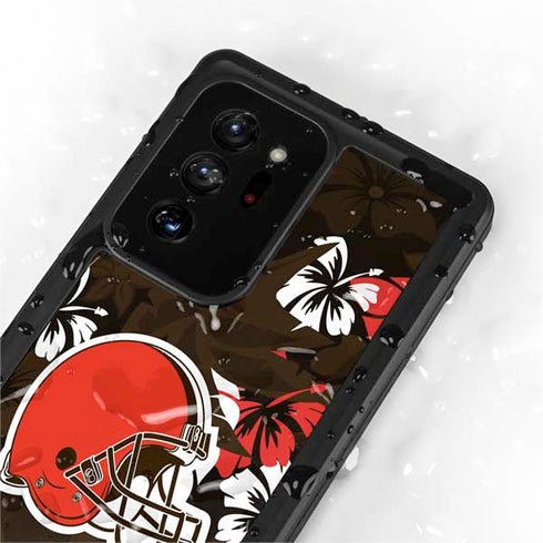 NFL Cleveland Browns Tropical Print Galaxy Note20 Ultra 5G Waterproof Case