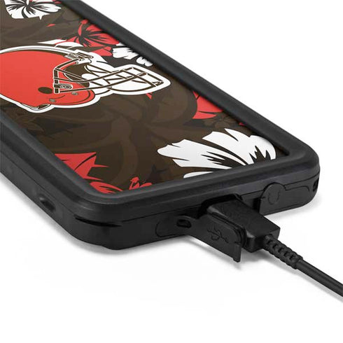 NFL Cleveland Browns Tropical Print Galaxy S20 Plus Waterproof Case