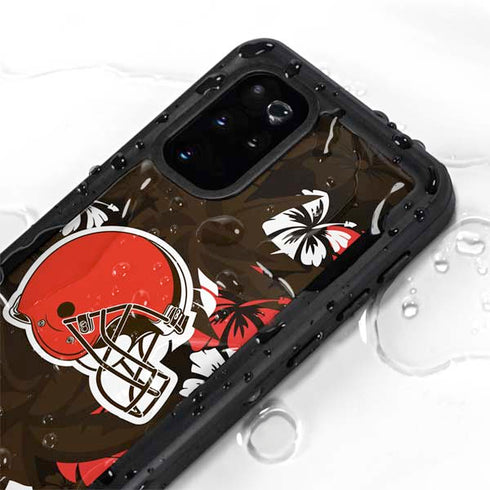 NFL Cleveland Browns Tropical Print Galaxy S20 Plus Waterproof Case
